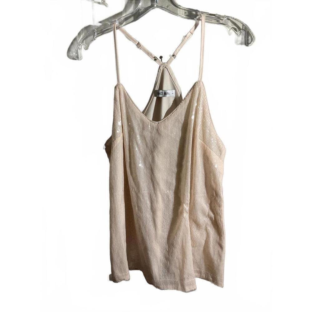 Grace Karin Women's Elegant Pink Sequin Camisole Small